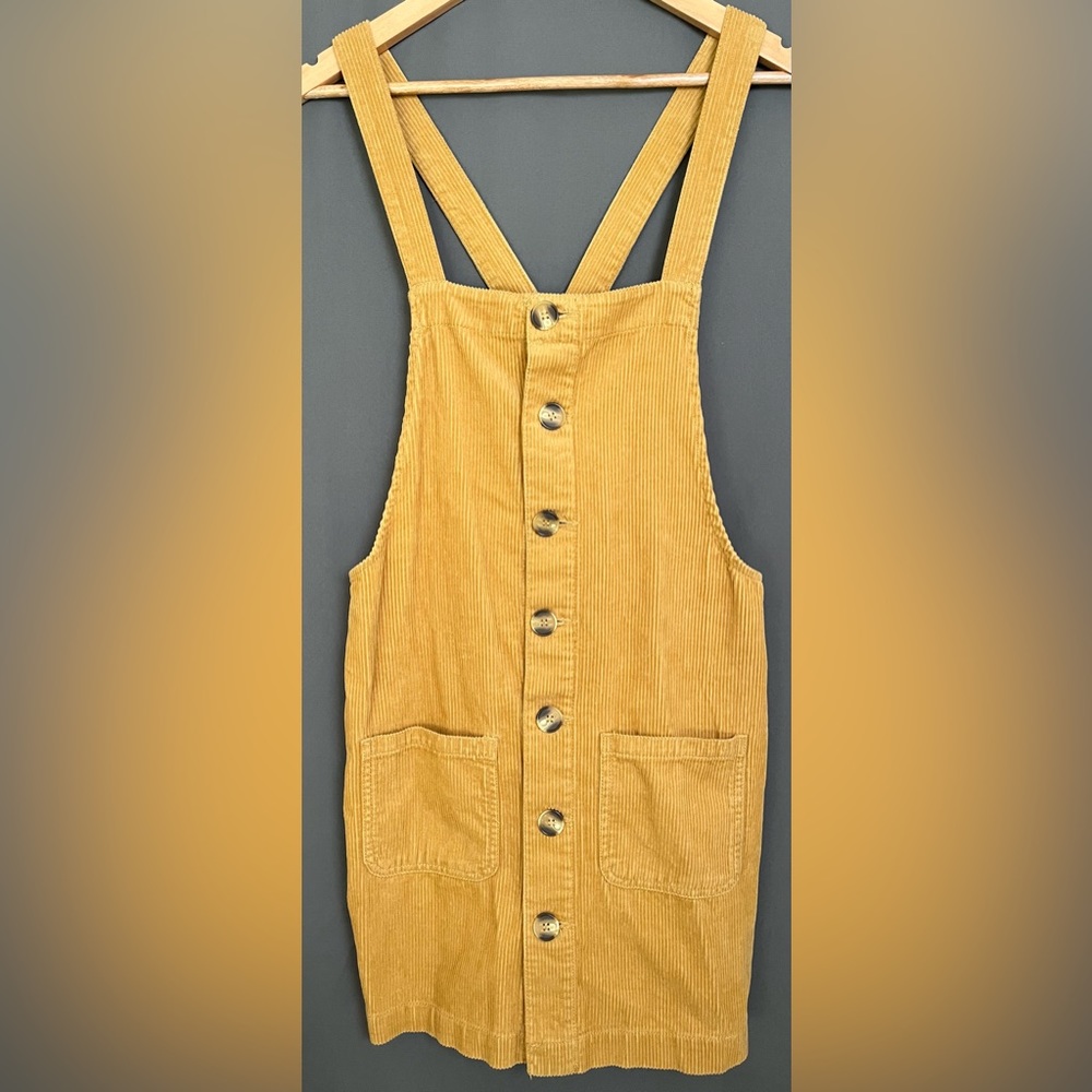 Blue Spice L Mustard Corduroy Button Dress NWOT
